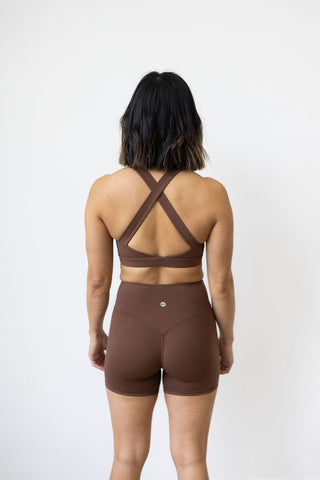 Core Cross Back Sports Bra, Cacao