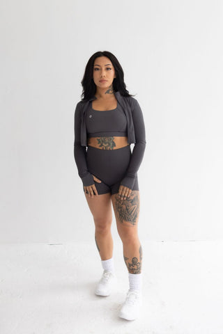 Define Seamless Scrunch Shorts, Charcoal Grey